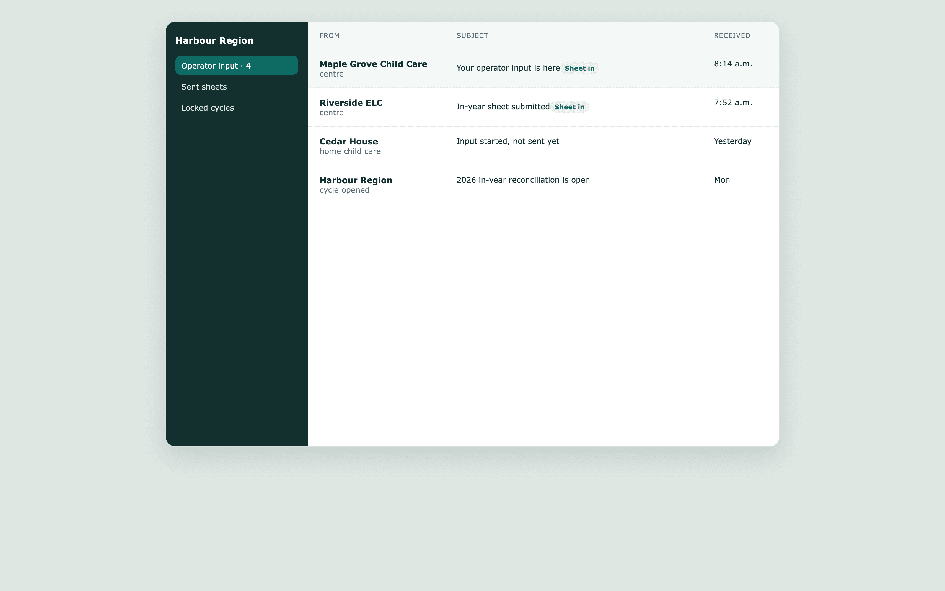 CWELCC Funding, Reconciliation & Cost Review screenshot 2